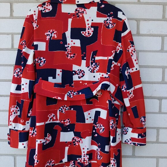 Vintage 70s Psychedelic Jacket 41.75 Chest Butterfly Collar Zipper Belt Retro - Picture 13 of 16